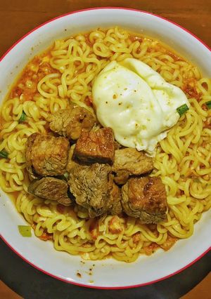 Foto resep Ramyun kimchi with beef sliced