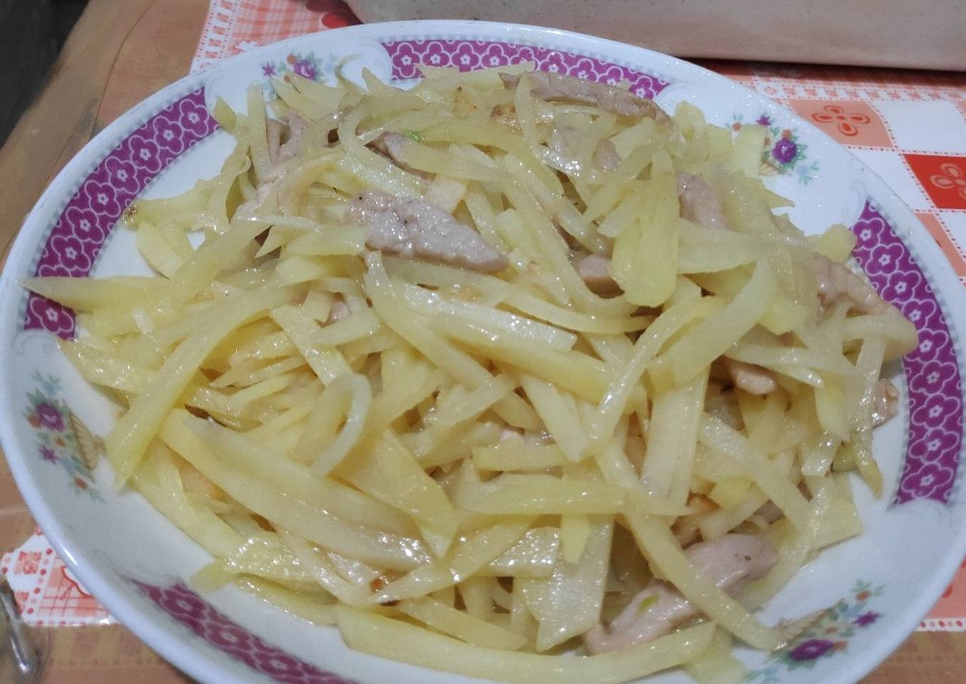 Tumis kentang, daging