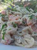Espagueti con camarones
