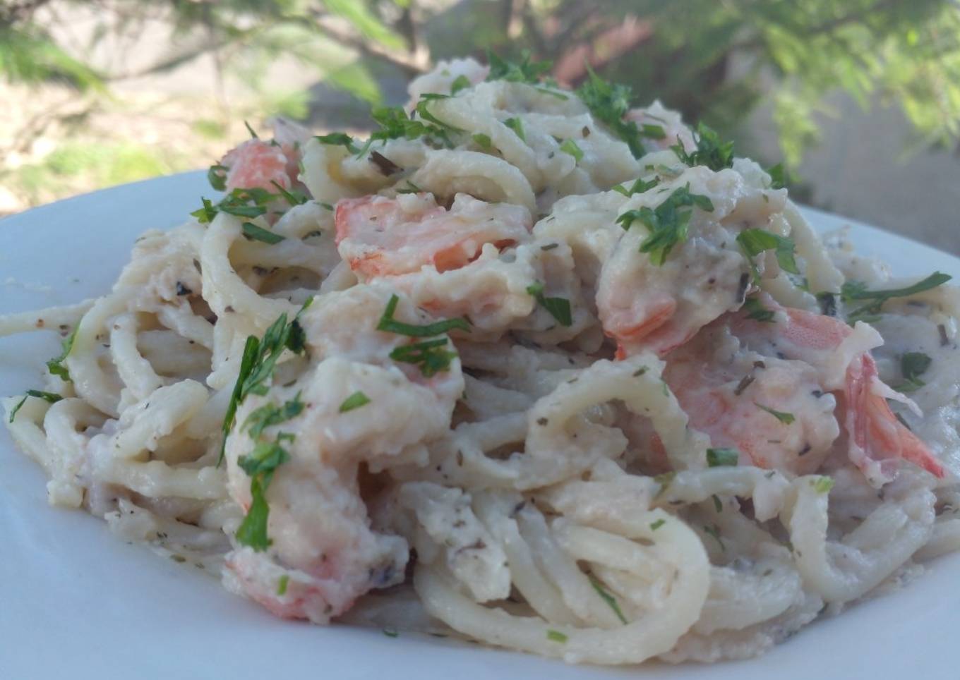 Espagueti con camarones