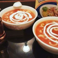 A picture of Tomato Carrot Soup.