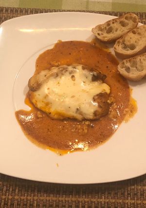 Una foto de Pollo al curry gratinado