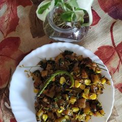 A picture of Potatoes, methi and sweet corn fried veg!.