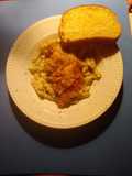 Crispy chicken cacciatore with pasta alfredo