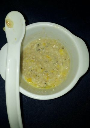 Foto resep MPASI 6m day12 Oat+jagung+evoo+chiaa