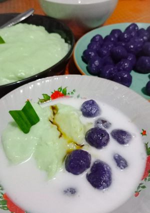 Foto resep Candil Ubi Ungu + Bubur Sumsum Pandan