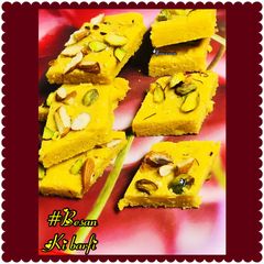 A picture of Besan ki burfi in microwave.