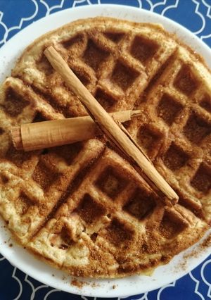 A picture of Chaffle Churro 🧇 (Cheese Waffle, Flourless) Keto.