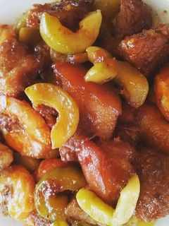 Hình của món Tôm rang thịt dưa muối.