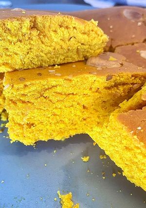 A picture of Sfouf - Lebanese turmeric cake (almost vegan! egg-free, butter-free).