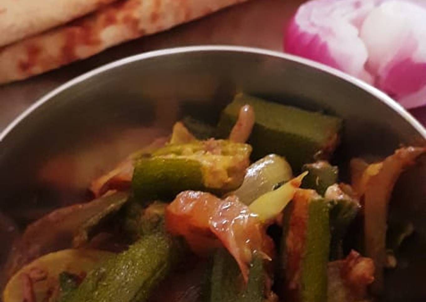Bhindi 2 Pyaza (Dhaba Style Ladyfinger/Okra Recipe)