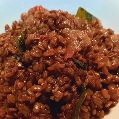 A picture of Horsegram stir fry(in Malayalam- muthira mezhukkupuratty).