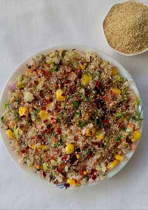 A picture of Millet tabbouleh salad.