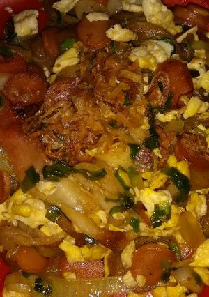 Foto resep Scramble eggs with Sosis Baso
