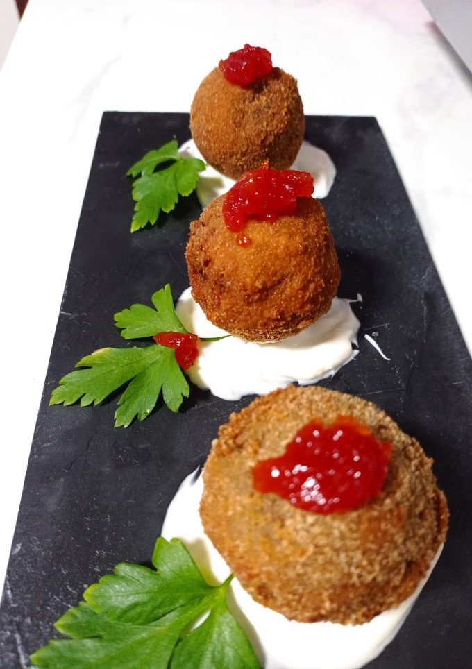 Una foto de Champiñones rellenos rebozados