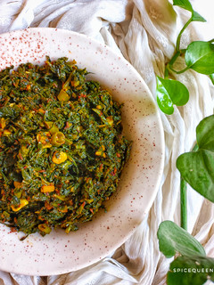 A picture of Sarson Ki Bhujiya/ Dry Sarson Bhaji.