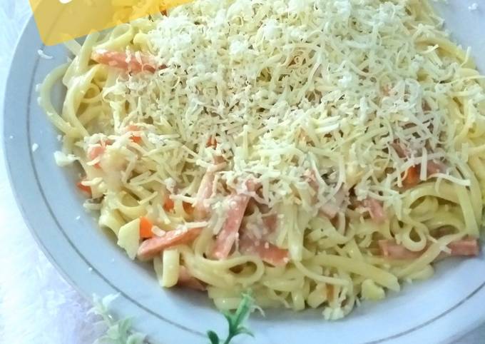 17. Fettucini Carbonara praktis ekonomis