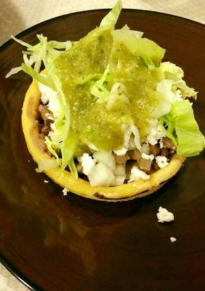 A picture of Falafel Mexican Sopes.