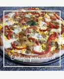 Pizza casera, pollo, champiñón