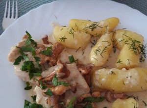 Zdjęcie przepisu Filet z kurczaka w sosie kurkowym.