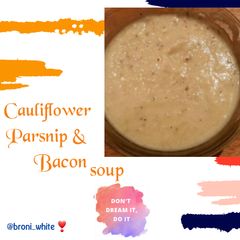 A picture of Cauliflower Parsnip & Bacon Soup.