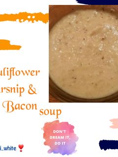 A picture of Cauliflower Parsnip & Bacon Soup.