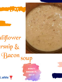 A picture of Cauliflower Parsnip & Bacon Soup.