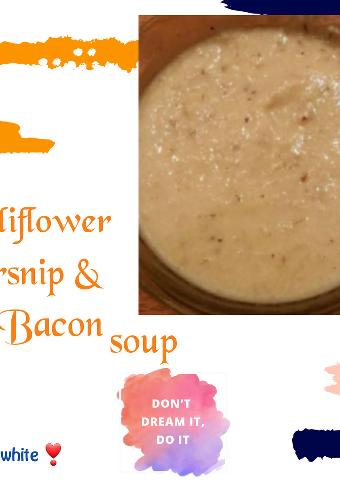 A picture of Cauliflower Parsnip & Bacon Soup.