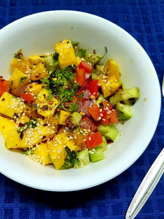 A picture of Mango Cucumber Salsa.