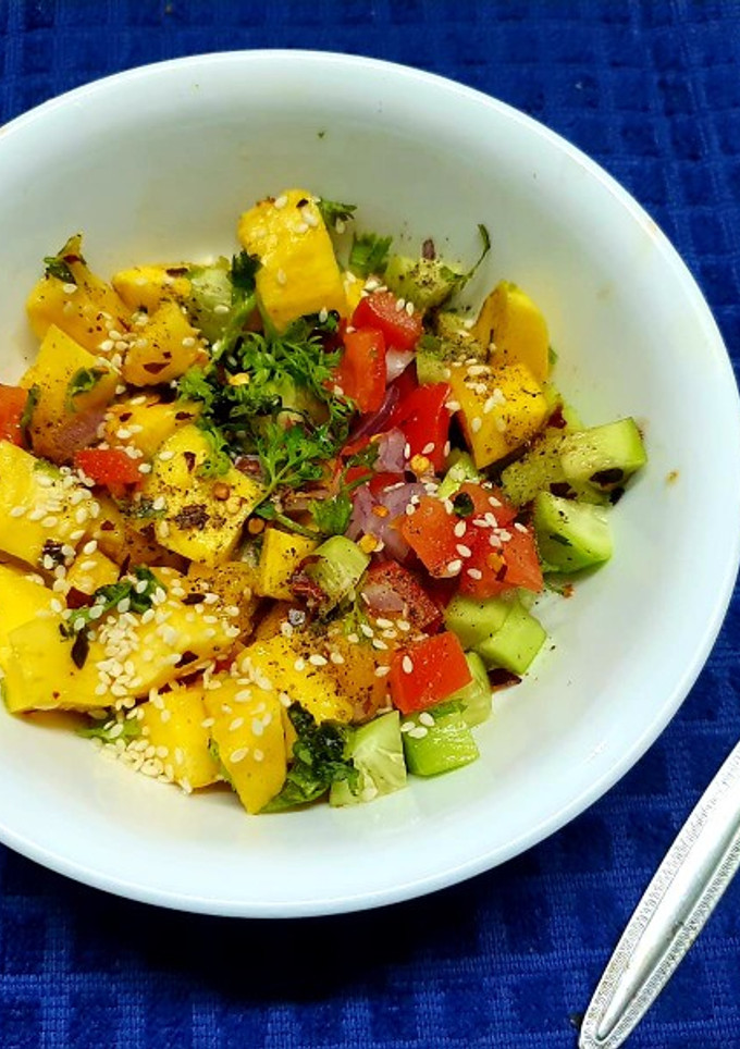 A picture of Mango Cucumber Salsa.