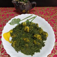 A picture of Kochu Pata Chingri.