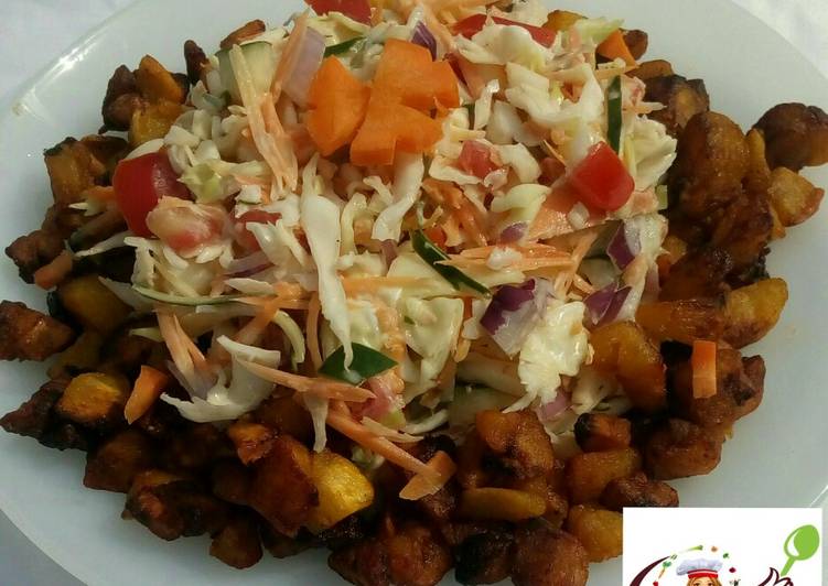 How to Prepare Perfect Coleslaw with FRIED diced plantain