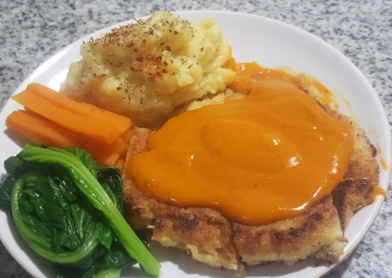 Tofu Steak with Mashed Potato