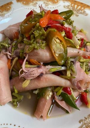 Foto resep 🦑 Tumis Cumi Asin Bunga Pepaya 🦑