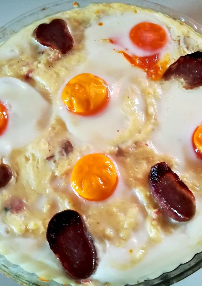 Una foto de Puré de patatas con queso y tropezones