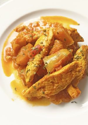 Une photo de Fricassée de poulet au curry