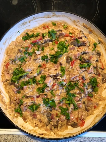 Recipe Use-up Gammon, Chestnut Mushroom &amp; Mascarpone Risotto the Delicious Delicious