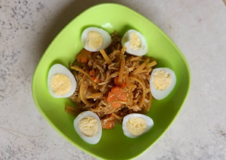 Mpasi 1 tahun pasta Teri Kecap with Telur Rebus