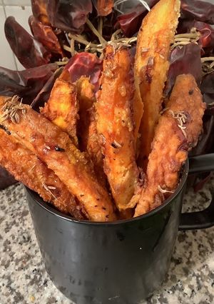 Une photo de Frites patate🍠 douce graines de cumin