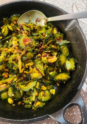 A picture of Bhuna Karela (Bitter gourd dry).