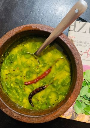 A picture of Drumstick leaves moong dal.
