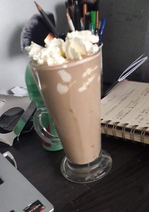 A picture of Irish cream iced coffee.