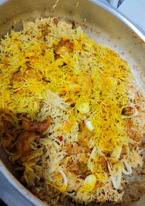 A picture of Chicken tikka bryani.