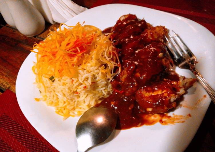 Recipe of Favorite Red dragon chicken with egg fried rice