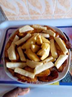 A picture of Fried plantain,Yam and Sweet potatoes.