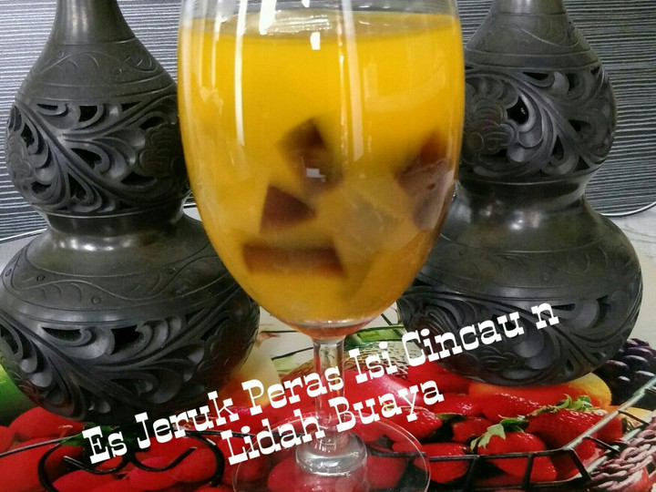 Wajib coba! Cara gampang memasak 😍 Es Jeruk Peras Isi Cincau n Lidah Buaya 😍 dijamin sesuai selera