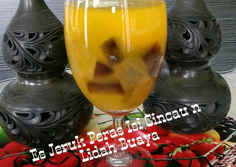 Resep 😍 Es Jeruk Peras Isi Cincau n Lidah Buaya 😍 yang Lezat