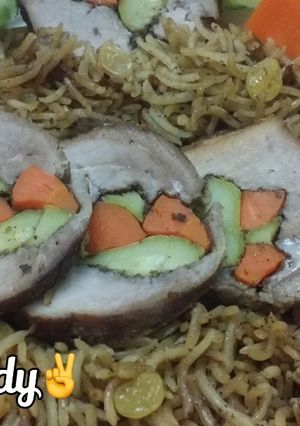 صورة لوصفة 🍖لحمه بارده بالخضار وأرز بني🍖