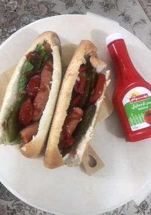 عکسی از دستور ساندویچ سوسیس خوشمزه😋😋