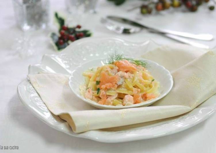 Simple Way to Prepare Favorite Tagliolini al salmone e besciamella
